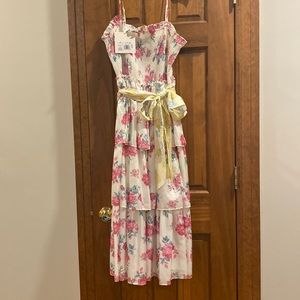 Love shack fancy collab with Target.  Brand new floral silk dress.